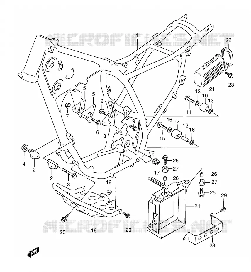 CADRE (MODELE X) Suzuki MOTO 350 DR 1997  DR350SEV(E2)