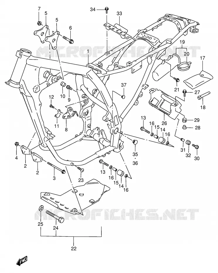 CADRE (MODELE X/Y) Suzuki MOTO 650 DR 1999  DR650SEUX(E4)