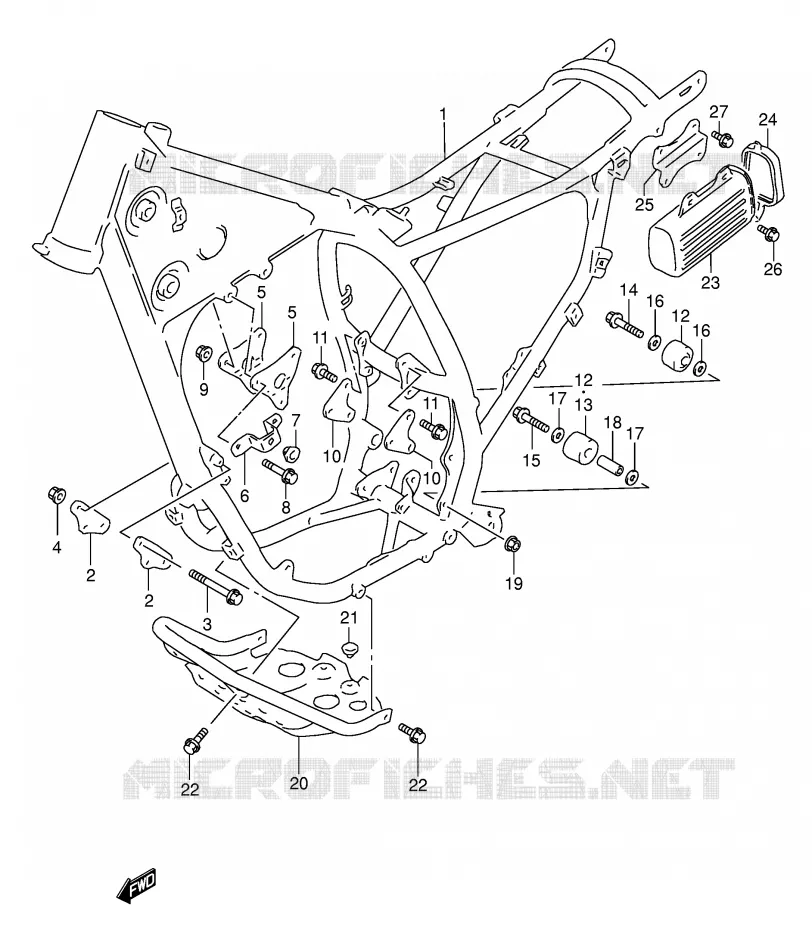 CADRE Suzuki MOTO 350 DR 1993  DR350P(E1)
