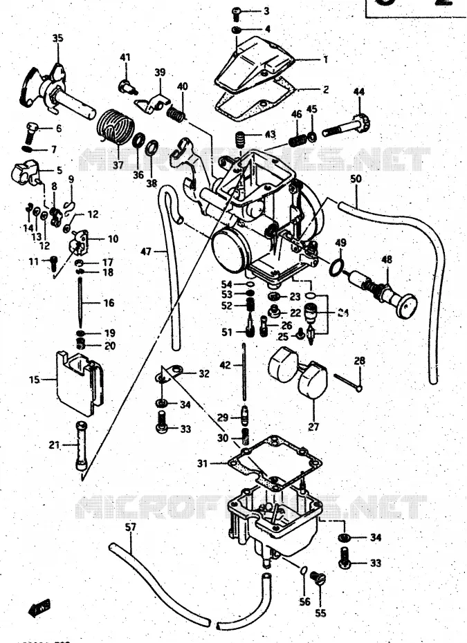 CARBURATEUR (MODELE G/H) Suzuki MOTO 500 DR 1987  DR500SH(G/H/J)