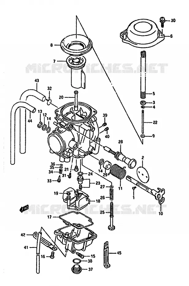 CARBURATEUR (MODELE L/M,MODELE N/P/R E24) Suzuki MOTO 350 DR 1993  DR350SUP(L/M/N/P/R)