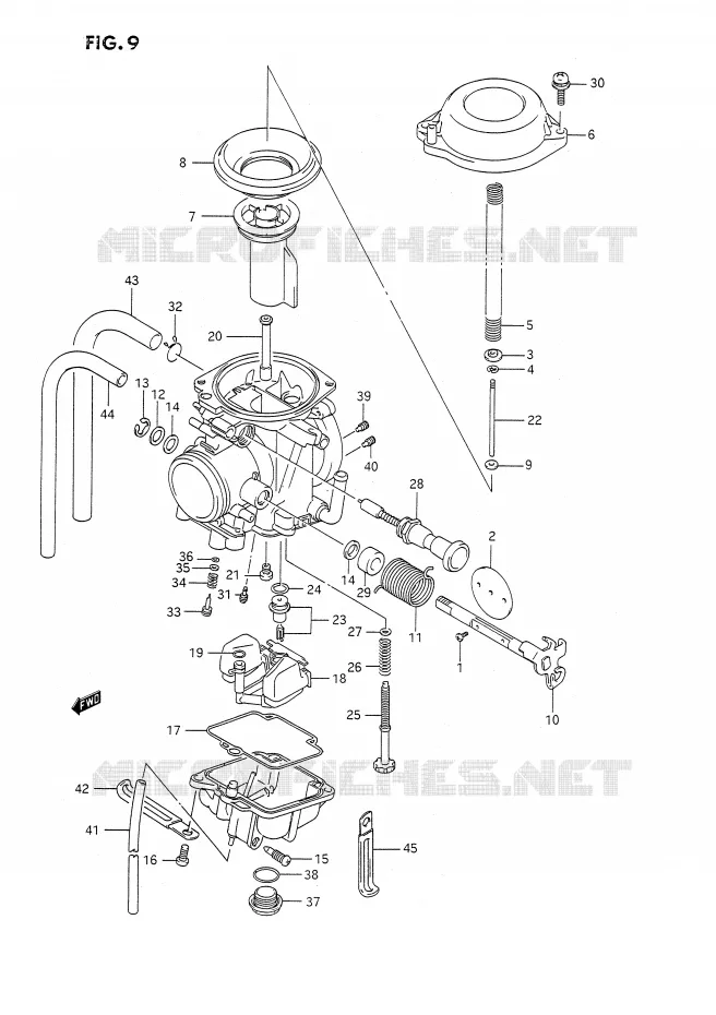 CARBURATEUR (MODELE L/M,MODELE N/P/R E24) Suzuki MOTO 350 DR 1994  DR350SR/SHR(E2)