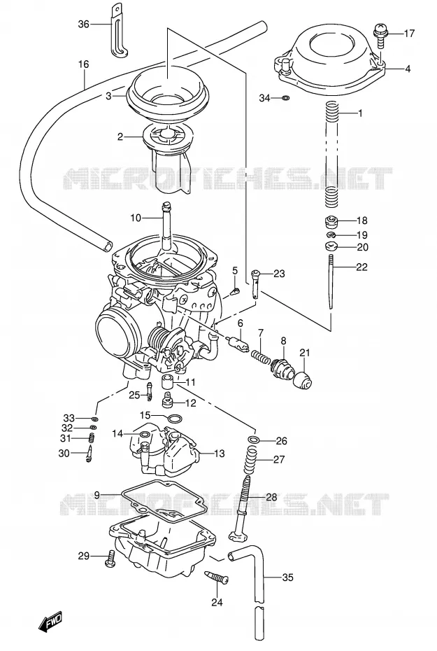 CARBURATEUR (MODELE N/P/R/S) Suzuki MOTO 650 DR 1992  DR650SEUN(E4)