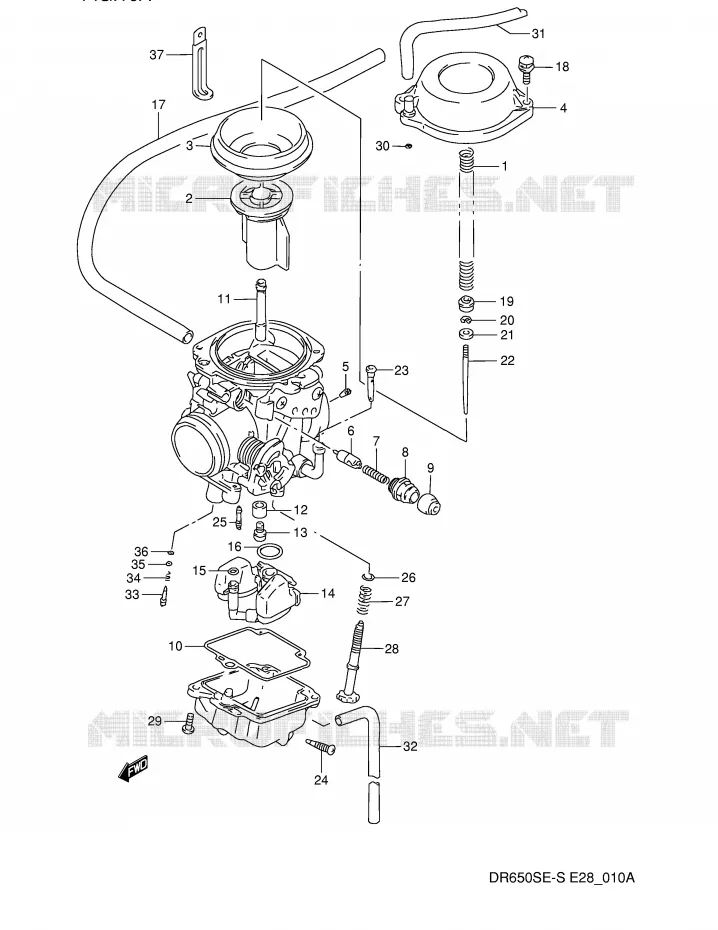CARBURATEUR (MODELE R/S) Suzuki MOTO 650 DR 1995  DR650SES(E28)