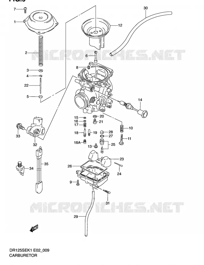 CARBURATEUR Suzuki MOTO 125 DR 2002  DR125SEK2(E2)