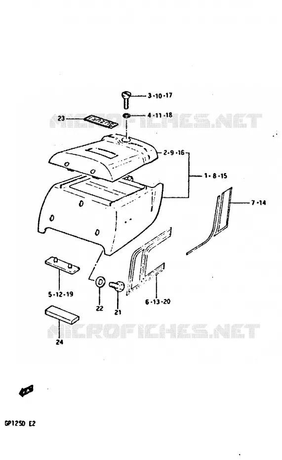 CARENAGE ARRIERE - CAPOT DE SELLE (MODELE X) Suzuki MOTO 125 GP 1999  GP125X(X/D)