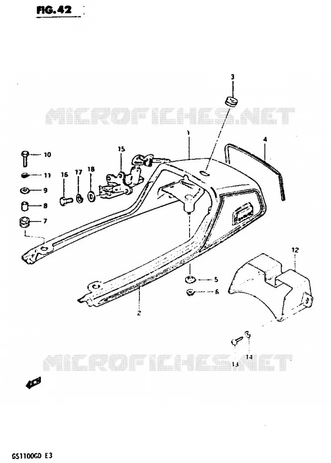 CARENAGE ARRIERE (MODELE Z) Suzuki MOTO 1100 GS-G 1982  GS1100GZ(Z/D)
