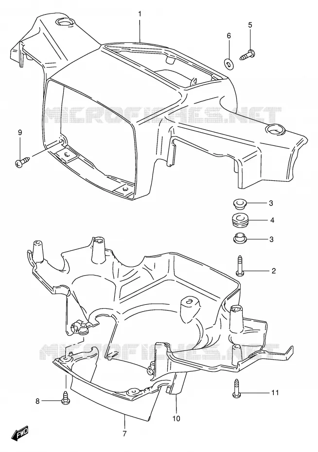 CARENAGE TETE DE FOURCHE (MODELE G/R/S/V) Suzuki SCOOTER 100 FB 1997  FB100DV(E71)