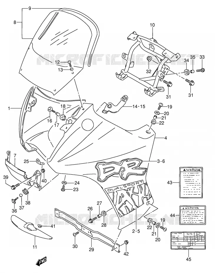 CARENAGES - ETIQUETTES (MODELE R) Suzuki MOTO 650 DR 1996  DR650RSET(E4)