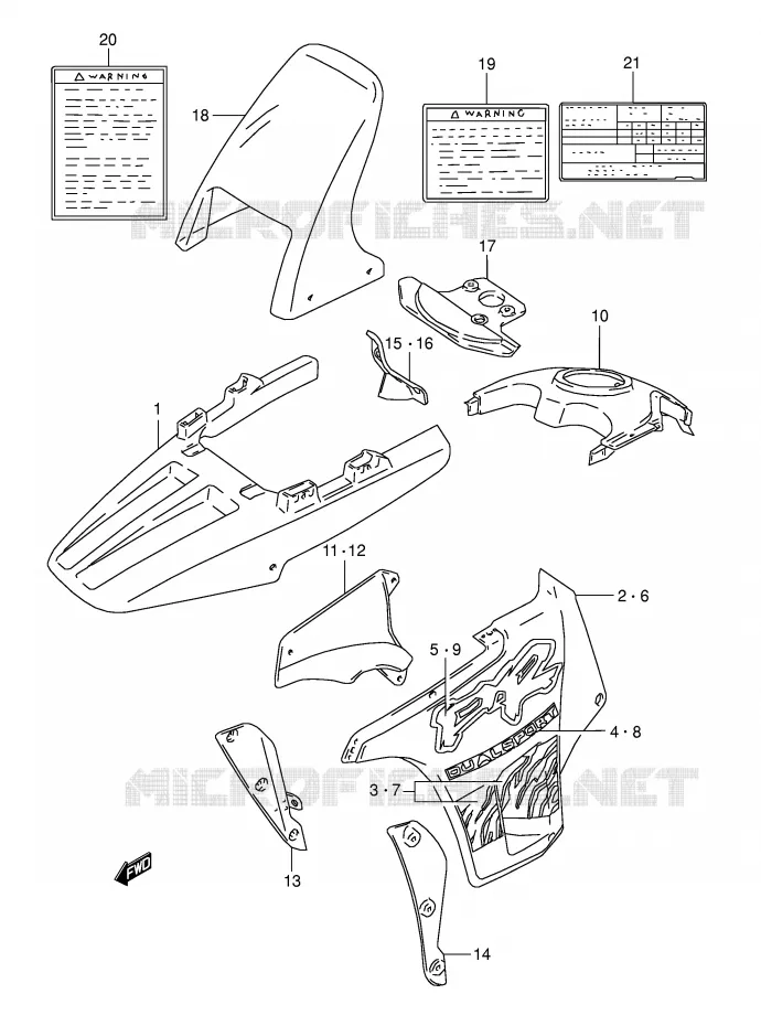 CARENAGES - ETIQUETTES (MODELE R) Suzuki MOTO 800 DR 1991  DR800SM(E4)