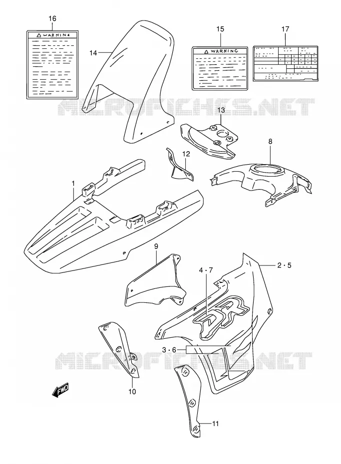 CARENAGES - ETIQUETTES (MODELE T) Suzuki MOTO 800 DR 1996  DR800ST