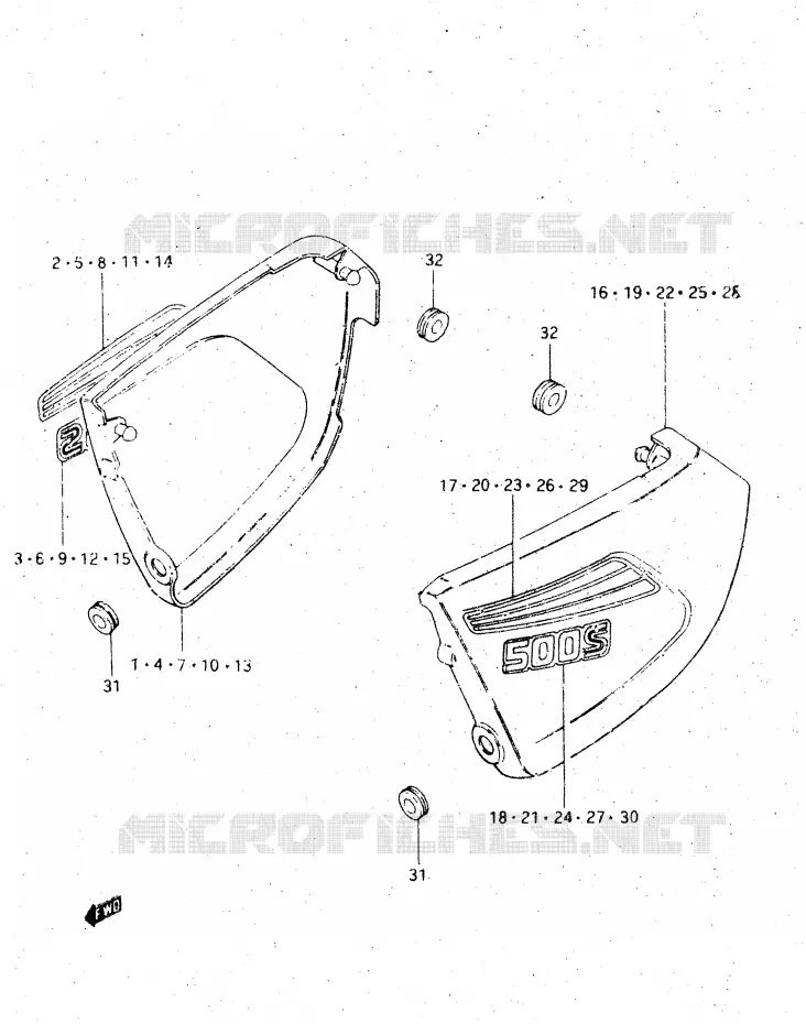 CARENAGES ARRIERE  (MODELE D) Suzuki MOTO 500 DR 1983  DR500SD(E1)