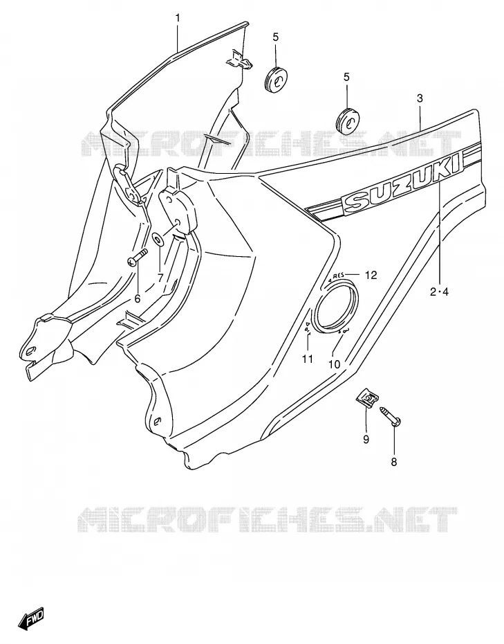 CARENAGES ARRIERE  (MODELE G/R/S/V) Suzuki SCOOTER 100 FB 1997  FB100V(E71)