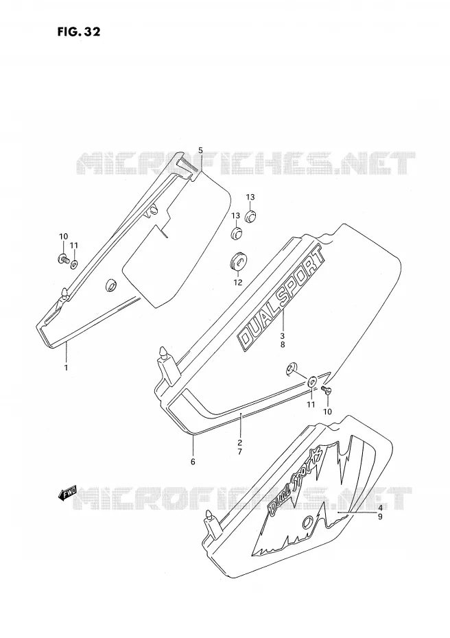 CARENAGES ARRIERE  (MODELE L/M) Suzuki MOTO 350 DR 1993  DR350SP(E2)