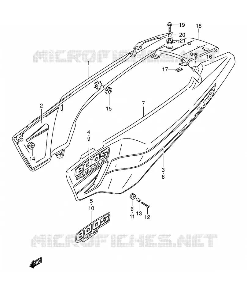 CARENAGES ARRIERE  (MODELE M) Suzuki MOTO 800 DR 1996  DR800ST
