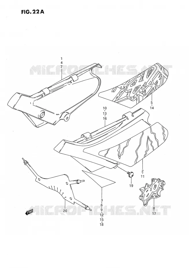 CARENAGES ARRIERE  (MODELE N/P/R/S) Suzuki MOTO 80 DS 1988  DS80J(E24)