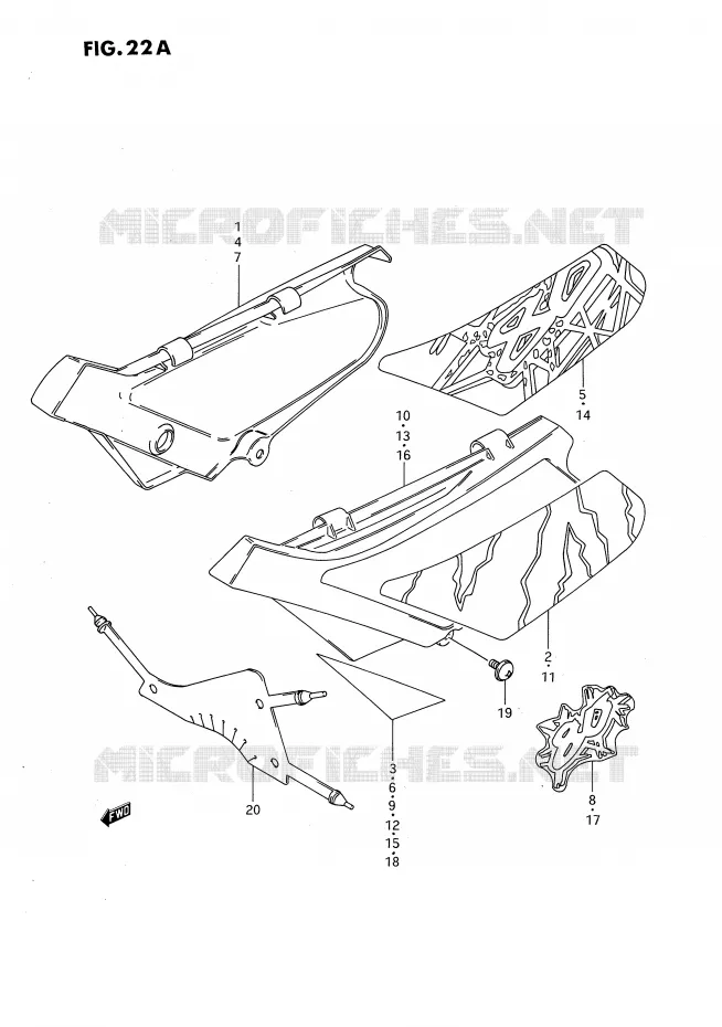 CARENAGES ARRIERE  (MODELE N/P/R/S) Suzuki MOTO 80 DS 1994  DS80R(E3)