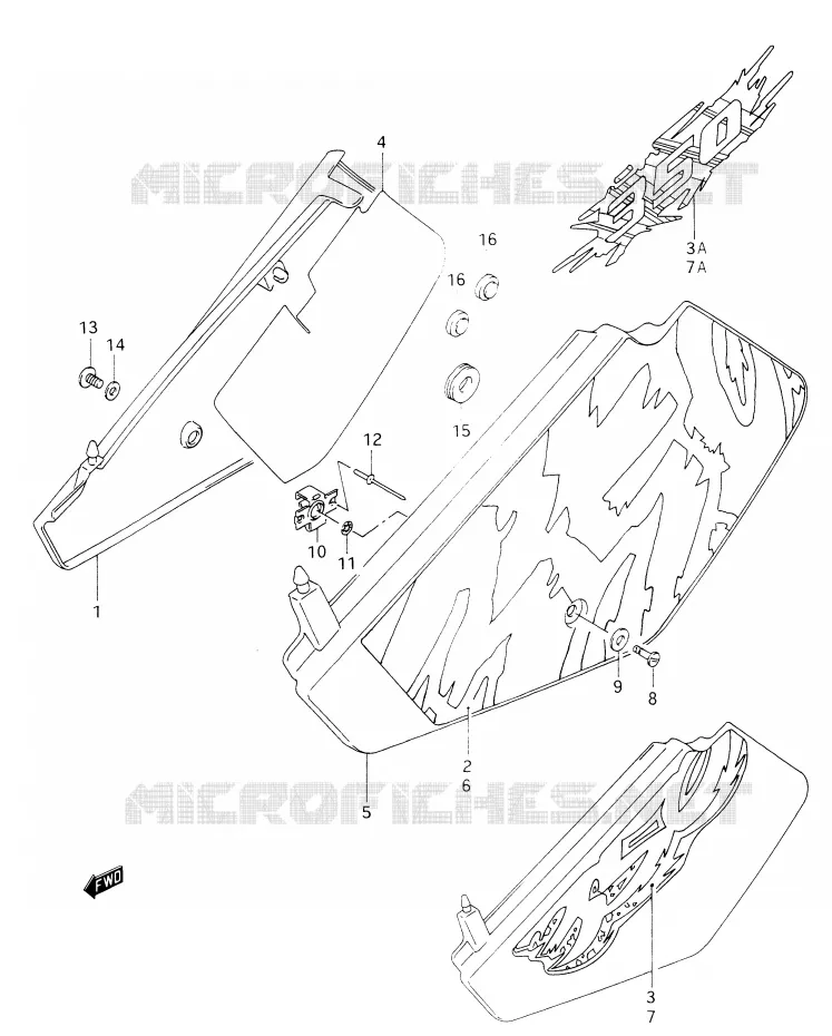 CARENAGES ARRIERE  (MODELE N/P/R) Suzuki MOTO 350 DR 1992  DR350N(E28)