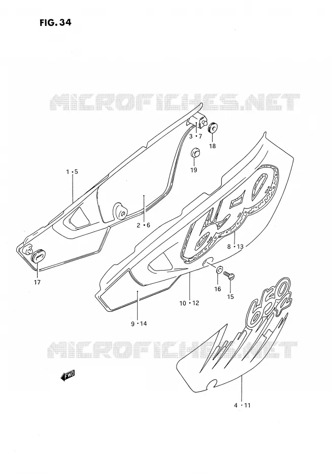 CARENAGES ARRIERE  (MODELE N/P) Suzuki MOTO 650 DR 1993  DR650RP(E4)