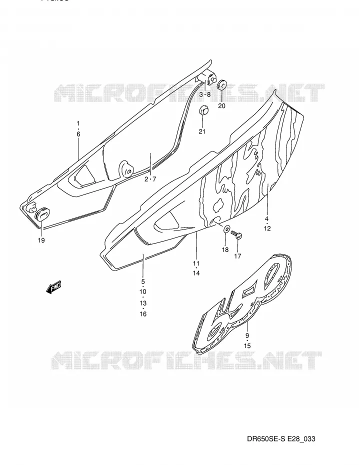 CARENAGES ARRIERE  (MODELE N/P) Suzuki MOTO 650 DR 1993  DR650SP(E28)