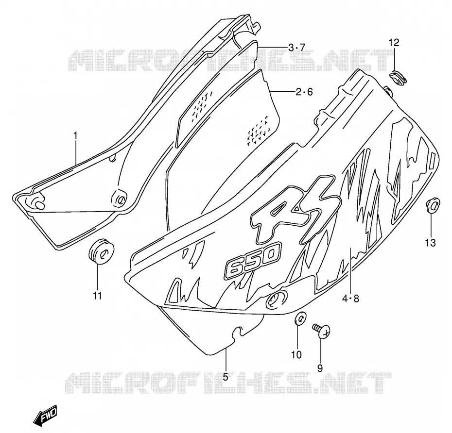 CARENAGES ARRIERE  (MODELE N) Suzuki MOTO 650 DR 1994  DR650RSEUR(E4)
