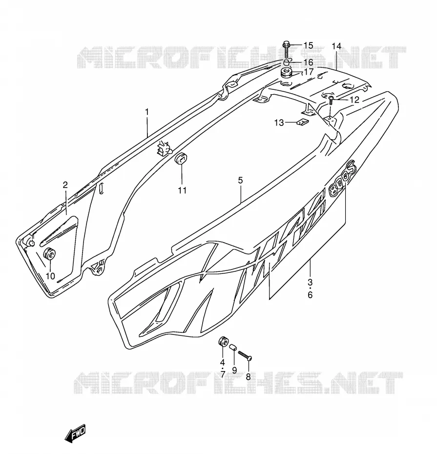 CARENAGES ARRIERE  (MODELE N) Suzuki MOTO 800 DR 1993  DR800SUP