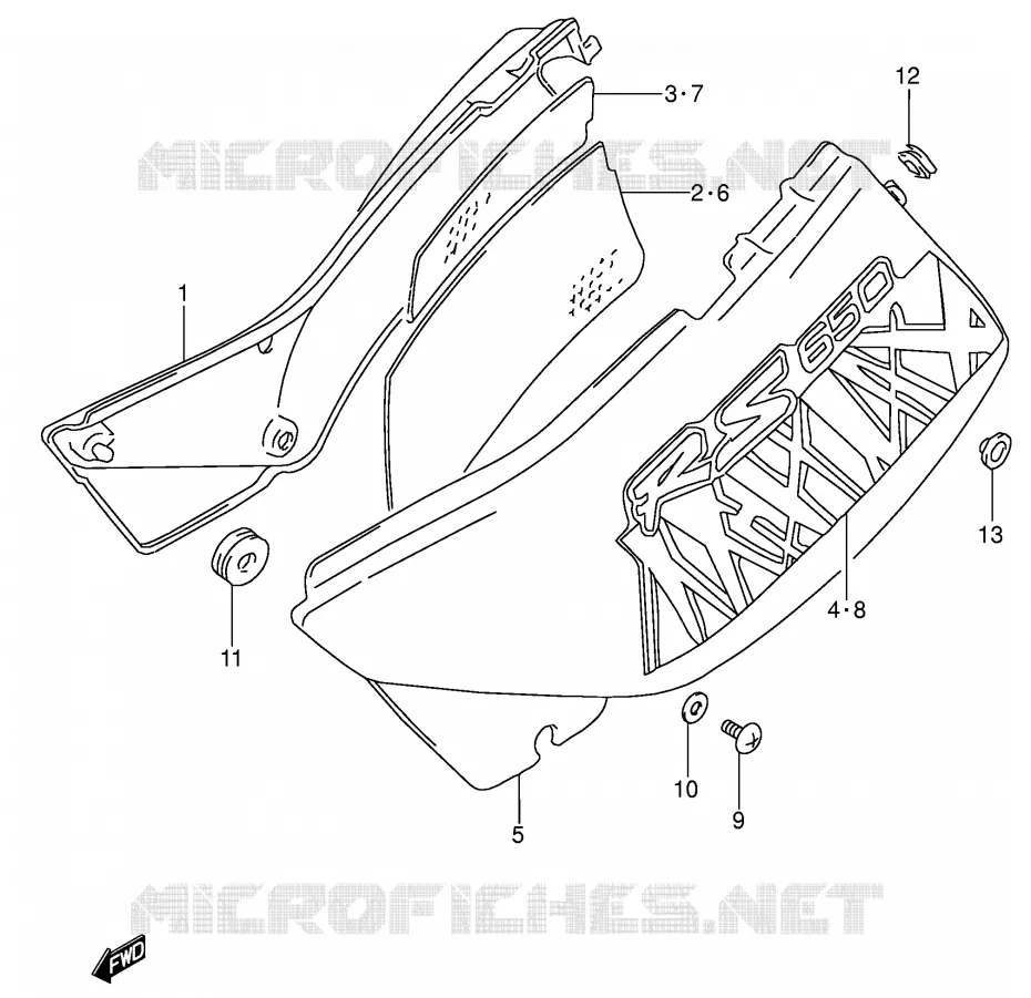 CARENAGES ARRIERE  (MODELE R/S) Suzuki MOTO 650 DR 1992  DR650RSEUN(E4)