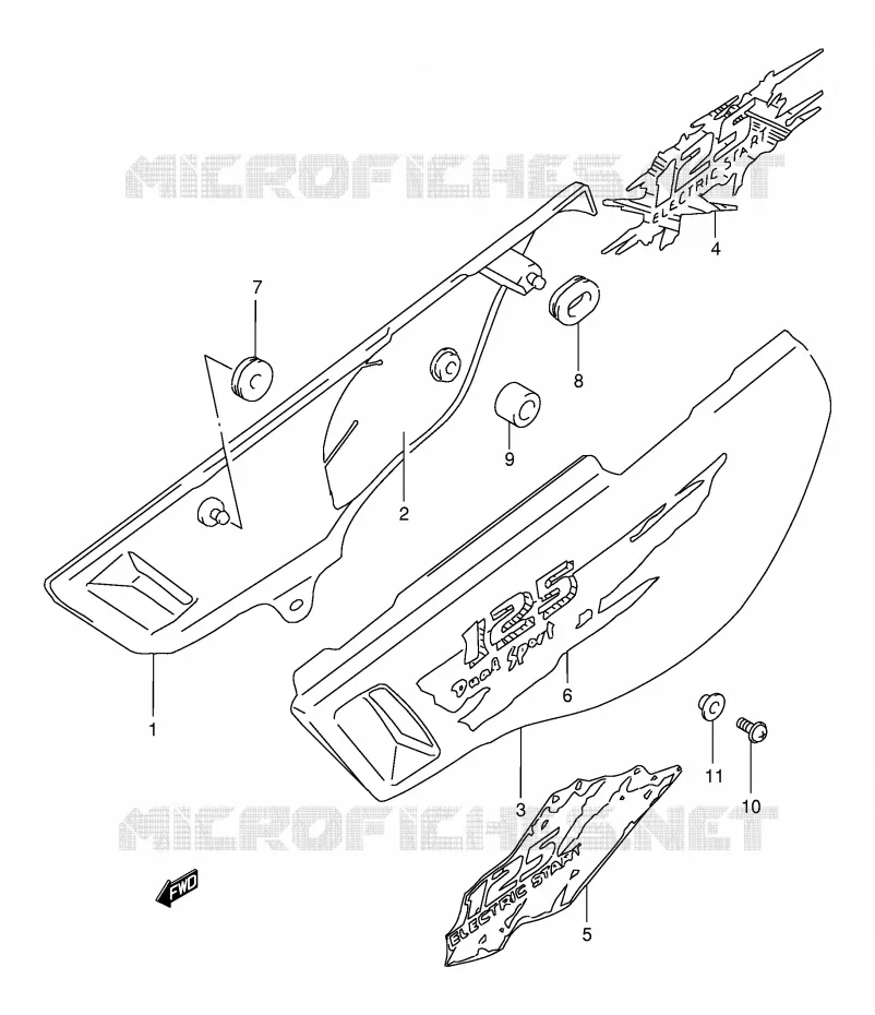 CARENAGES ARRIERE  (MODELE R/S/T) Suzuki MOTO 125 DR 1998  DR125SEUW(E4)