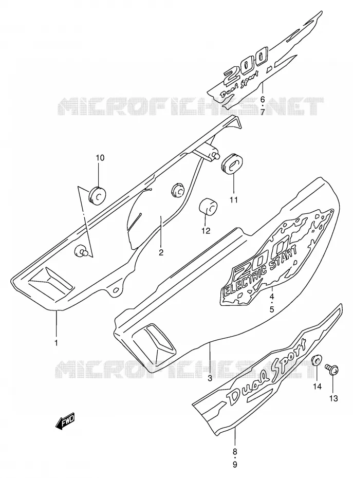 CARENAGES ARRIERE  (MODELE S/T/V) Suzuki MOTO 200 DR 2000  DR200SEY(E24)