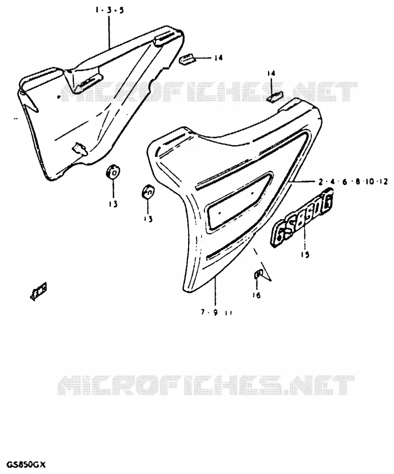 CARENAGES ARRIERE  (MODELE T, MODELE X : E22, E25) Suzuki MOTO 850 GS 1981  GS850GX(T/X)