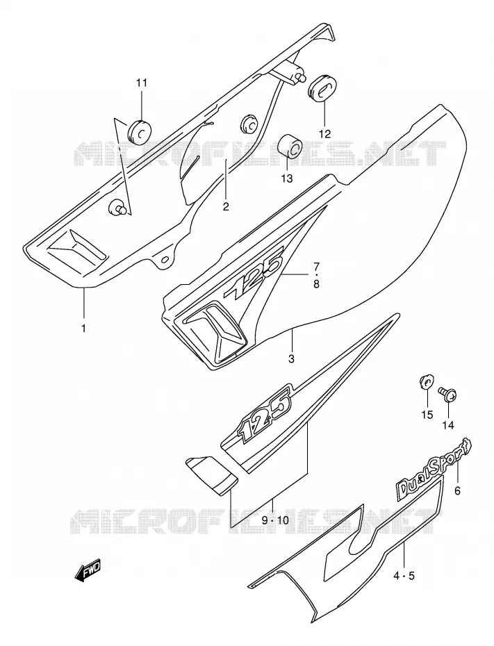 CARENAGES ARRIERE  (MODELE W/X/Y) Suzuki MOTO 125 DR 1998  DR125SEW/SEUW(E4)