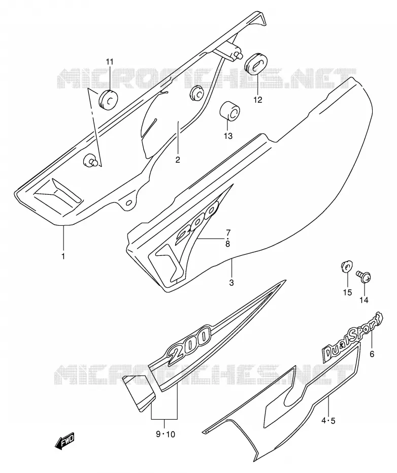 CARENAGES ARRIERE  (MODELE W/X/Y) Suzuki MOTO 200 DR 1999  DR200SEX(E24)
