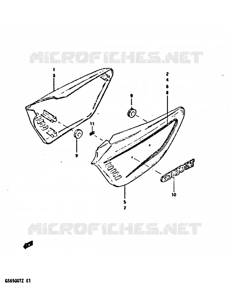 CARENAGES ARRIERE  (MODELE X) Suzuki MOTO 650 GS 1982  GS650GTZ(X/Z)