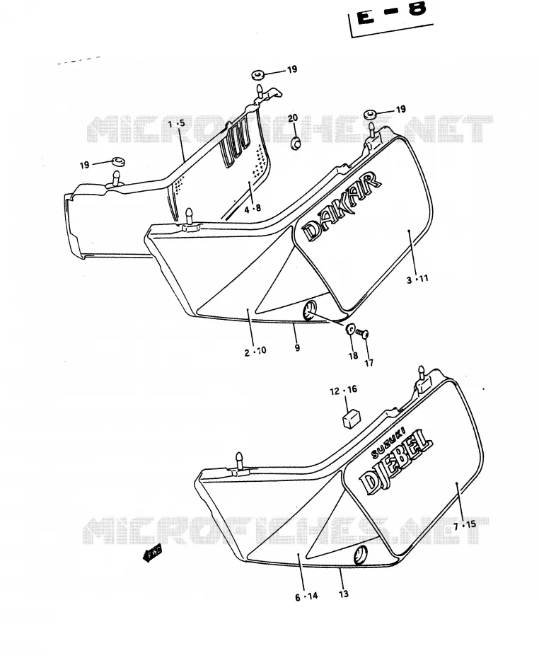 CARENAGES ARRIERE Suzuki MOTO 650 DR 1990  DR650RL(L)
