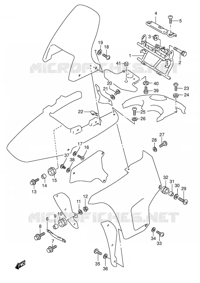 CARENAGES ET SUPPORTS AVANT Suzuki MOTO 800 DR 1993  DR800SUP