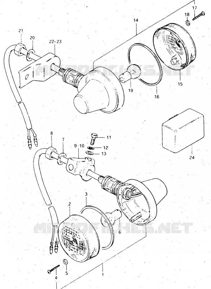 CLIGNOTANTS (E1, E6, E24) Suzuki MOTO 500 DR 1983  DR500SD(E1)