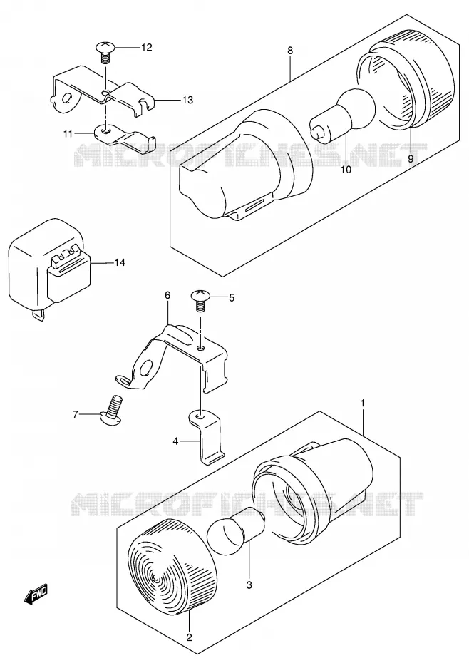 CLIGNOTANTS (MODELE K2/K3/K4/K5 E6) Suzuki MOTO 200 DR 2002  DR200SEK2(E24)