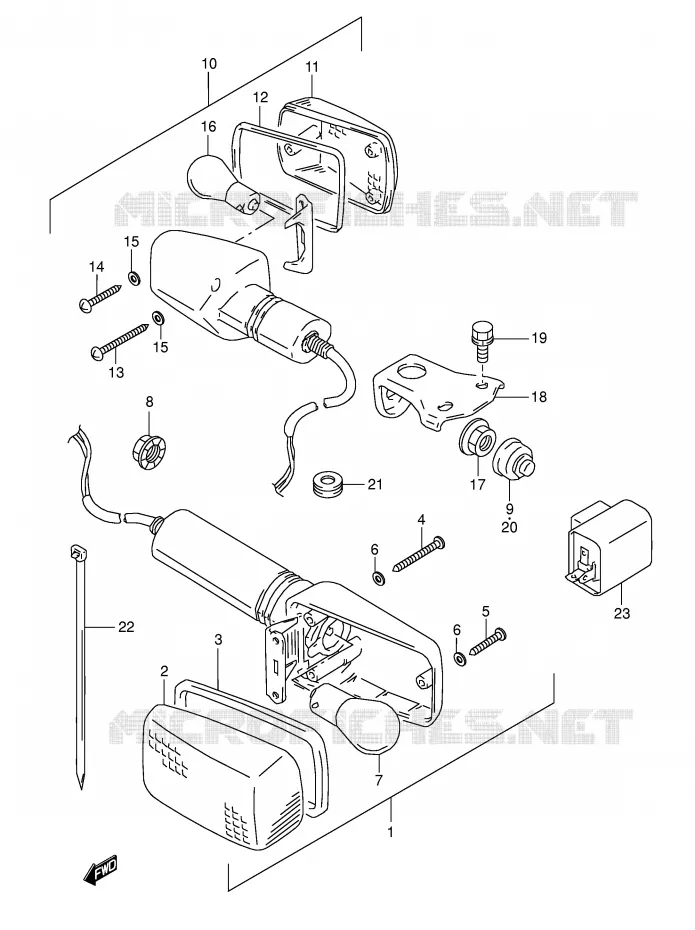 CLIGNOTANTS (MODELE R) Suzuki MOTO 800 DR 1996  DR800SUT