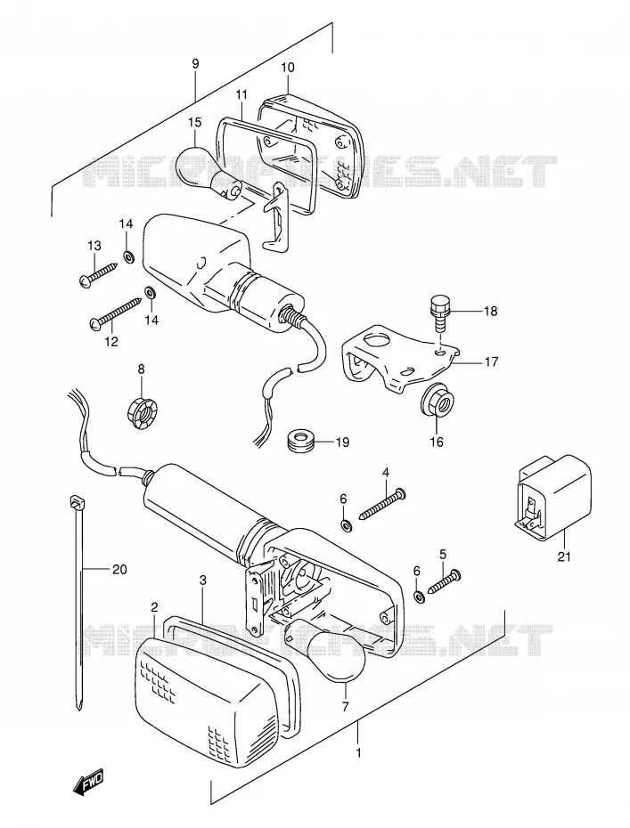 CLIGNOTANTS (MODELE T) Suzuki MOTO 800 DR 1994  DR800SR(E4)