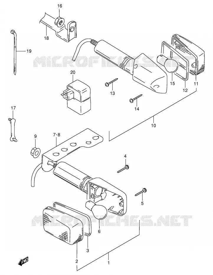 CLIGNOTANTS (MODELE W/X,E24) Suzuki MOTO 350 DR 1999  DR350X(E1)