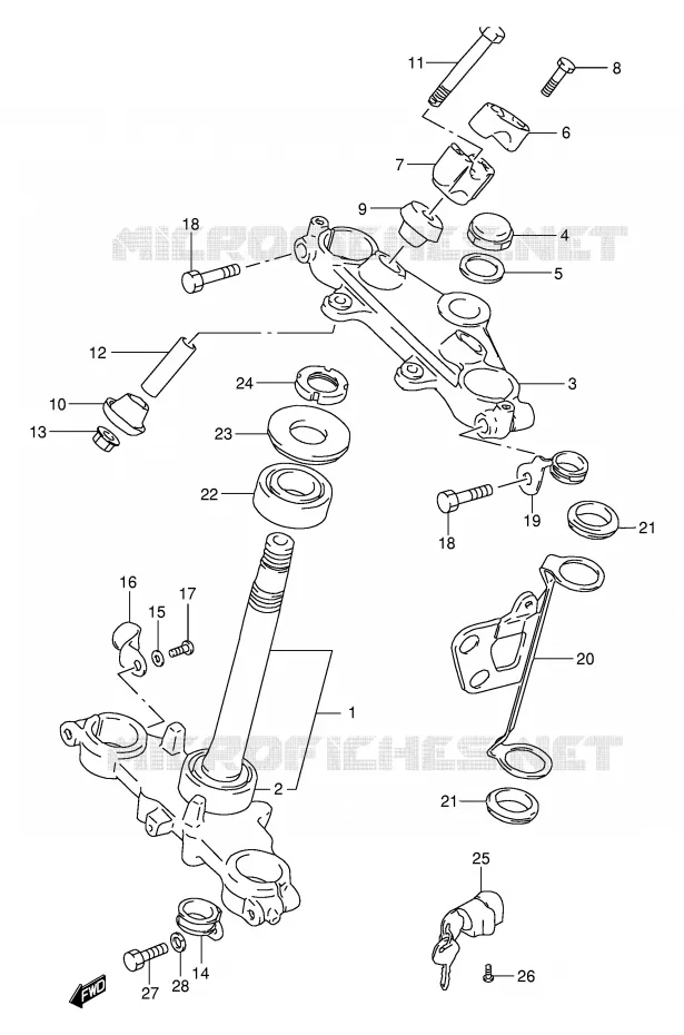 COLONNE DE DIRECTION (MODELE K1/MODELE K2 P9) Suzuki MOTO 200 DR 2003  DR200SEK3(E24)