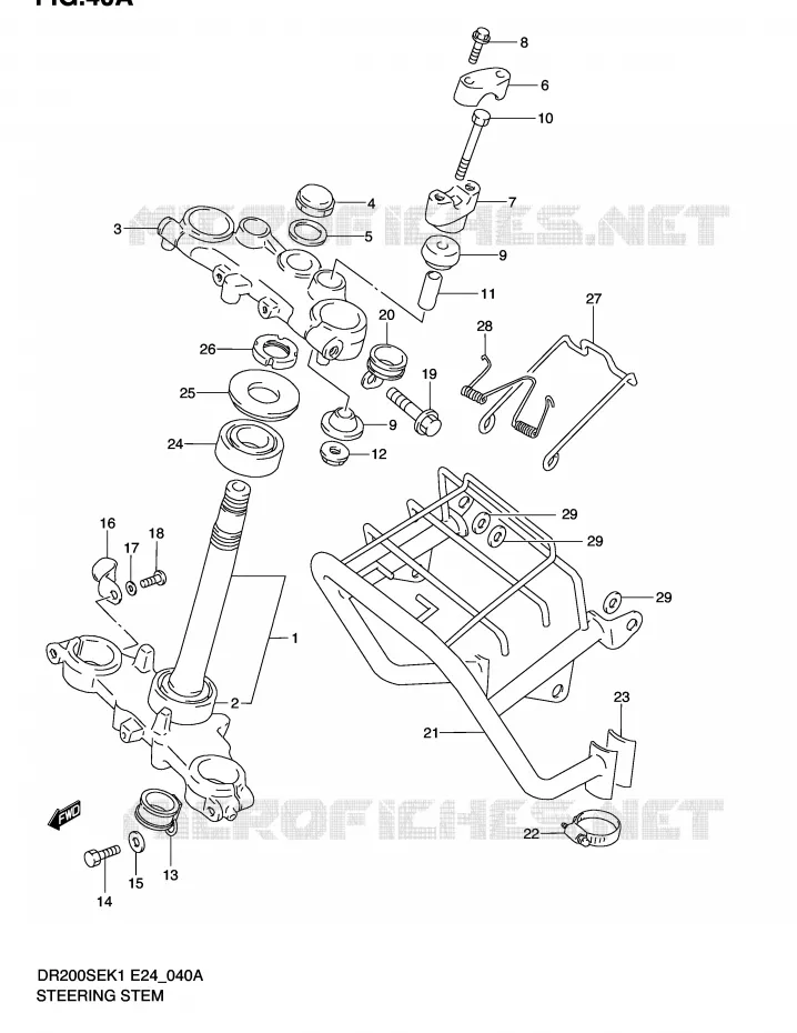 COLONNE DE DIRECTION (MODELE K2/K3/K4/K5 E6,E24) Suzuki MOTO 200 DR 2003  DR200SEK3(E24)