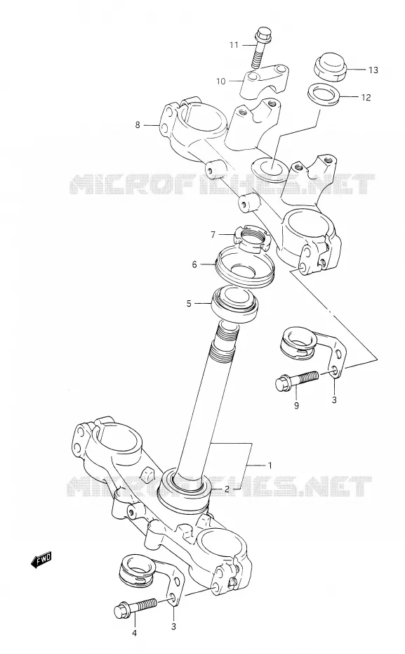 COLONNE DE DIRECTION Suzuki MOTO 350 DR 1990  DR350L(E28)