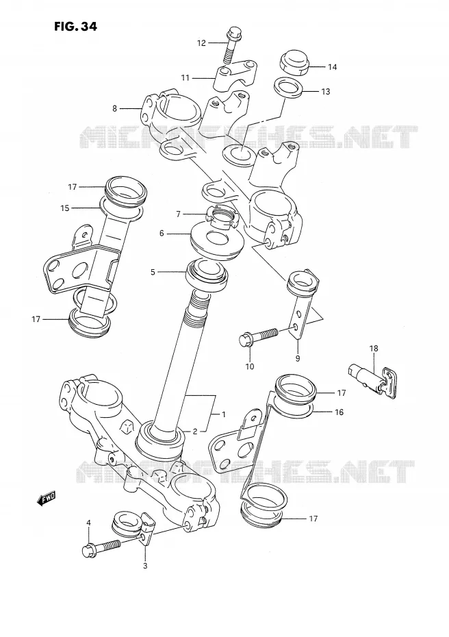 COLONNE DE DIRECTION Suzuki MOTO 350 DR 1993  DR350SUP(E2)