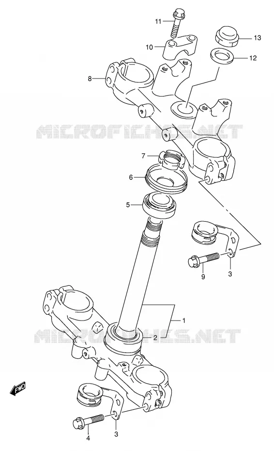 COLONNE DE DIRECTION Suzuki MOTO 350 DR 1995  DR350S(E1)