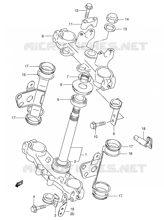 COLONNE DE DIRECTION Suzuki MOTO 350 DR 1998  DR350SEW(E2)