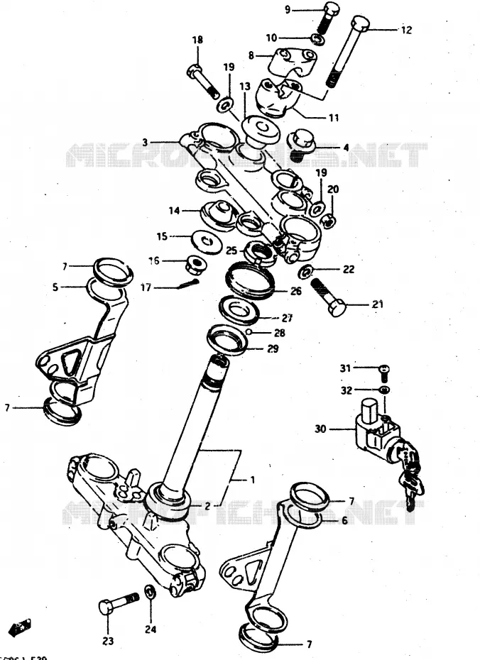 COLONNE DE DIRECTION Suzuki MOTO 500 DR 1988  DR500SJ(G/H/J)
