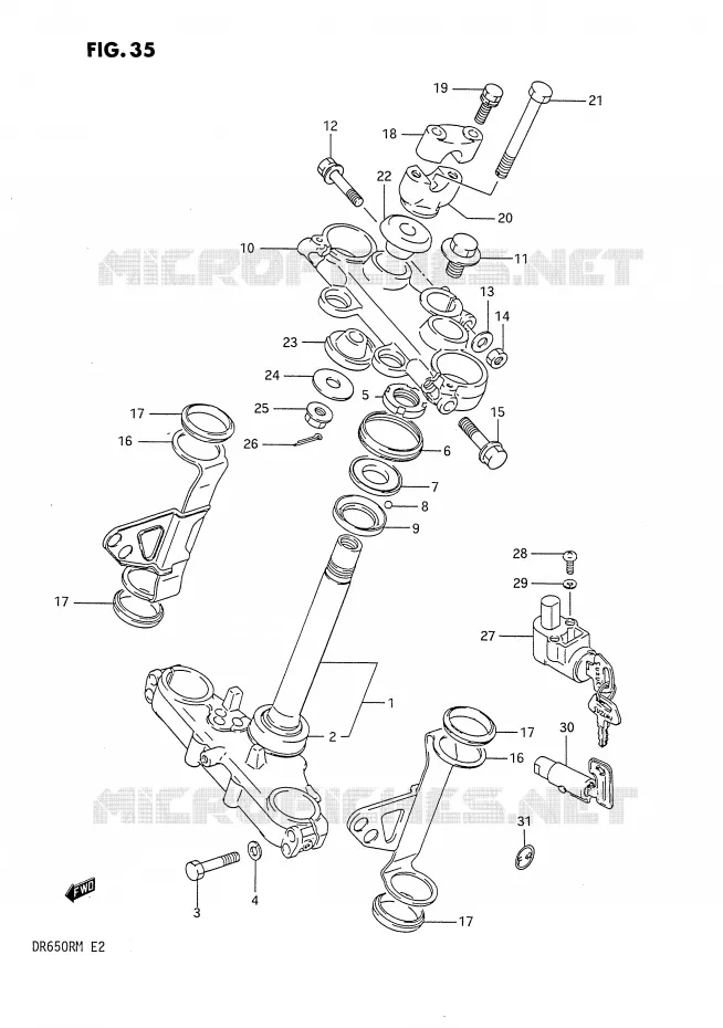 COLONNE DE DIRECTION Suzuki MOTO 650 DR 1991  DR650RUM(E2)