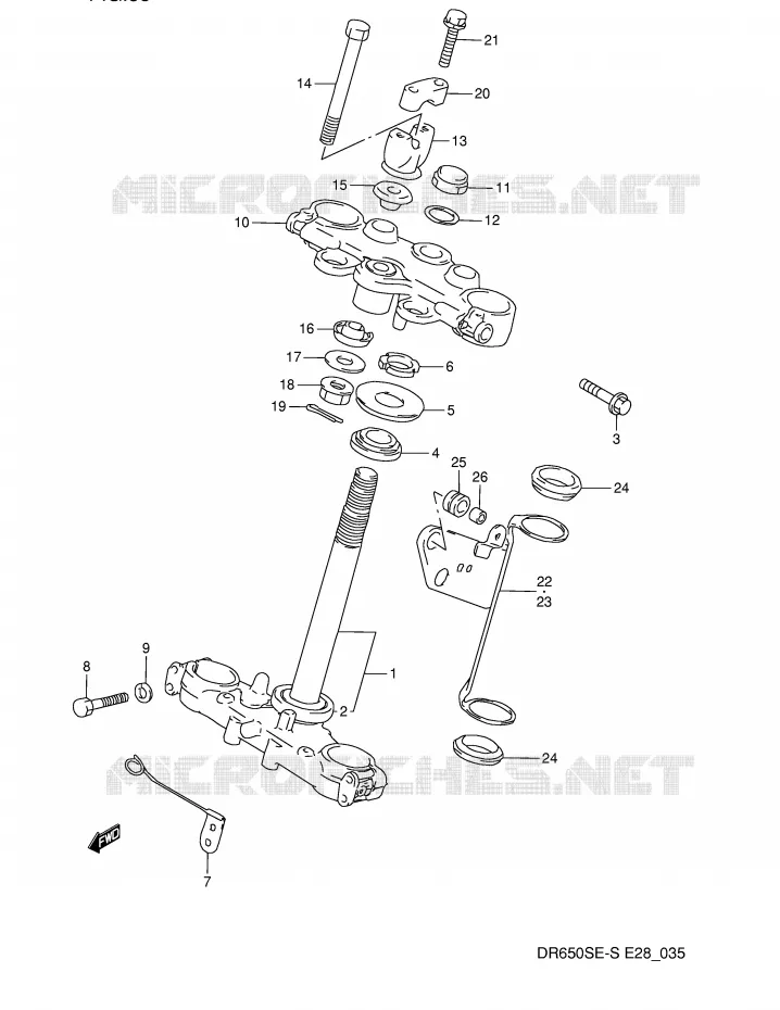 COLONNE DE DIRECTION Suzuki MOTO 650 DR 1993  DR650SP(E28)