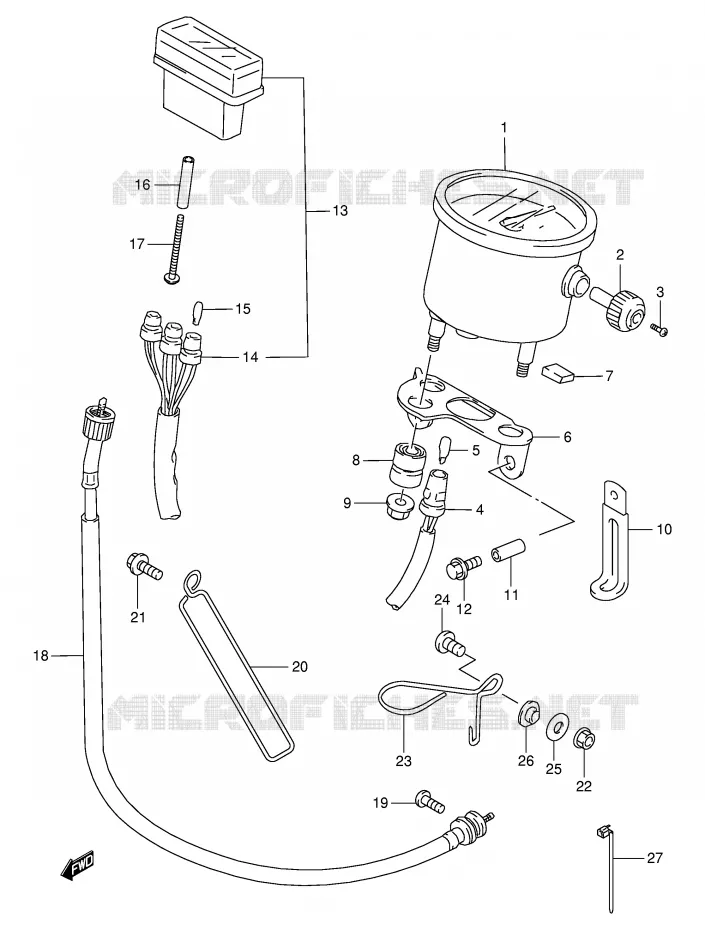 COMPTEUR (MODELE W/X,E24) Suzuki MOTO 350 DR 1997  DR350V(E1)